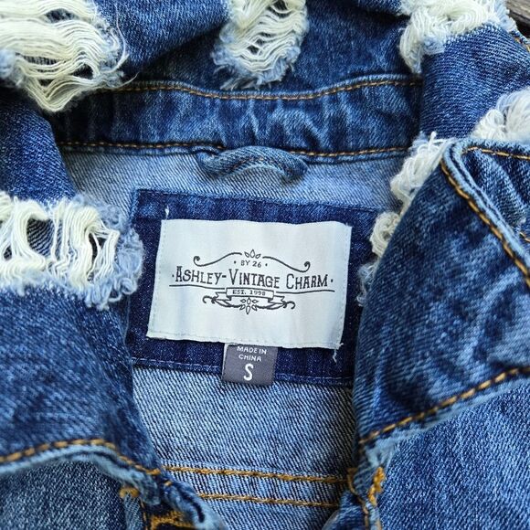 Distressed Denim Jacket Women's Size Small - Picture 2 of 4